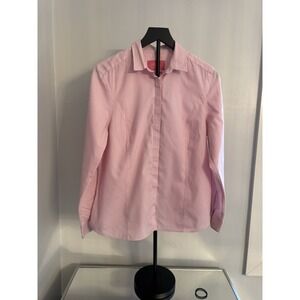 Charles Tyrwhitt Pink Micro Check Button Down Shirt Slim Fit Women's 12 Coastal